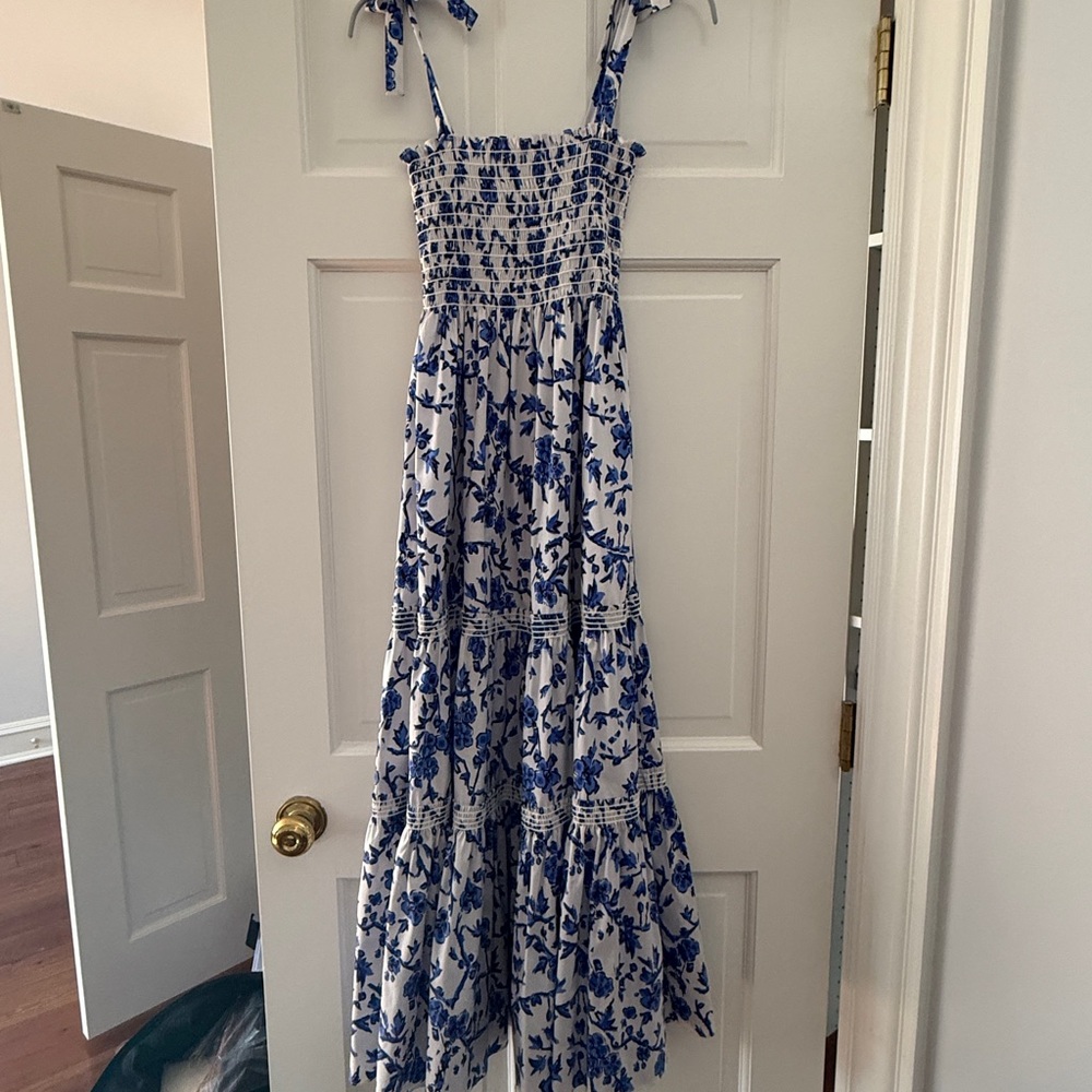 Tory Burch Blue and White Floral Maxi Dress